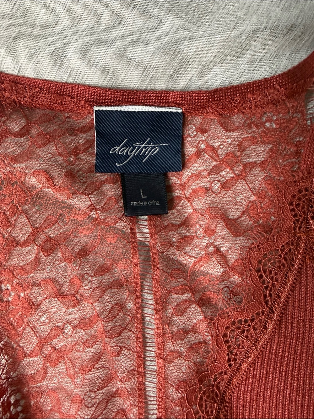 Daytrip Rust Red Lace-Back Ribbed Cami - Picture 3 of 3